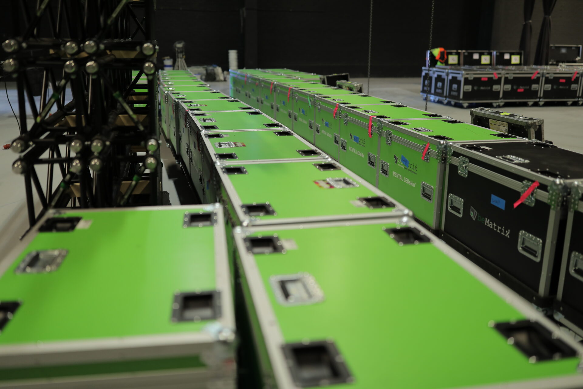 A group of green boxes.